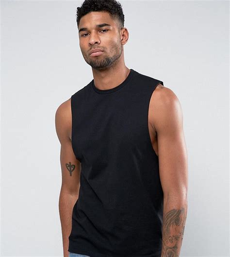 Asos Design Tall Relaxed Sleeveless T Shirt With Dropped Armhole In