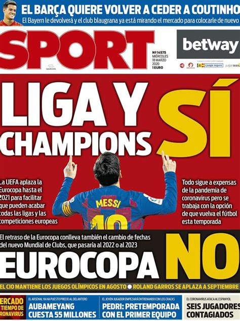 La Portada Del Diario Sport 18 03 2020