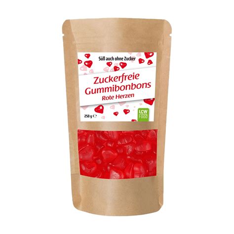 Zuckerfreie Gummibärchen Rote Herzen von LCW 250g