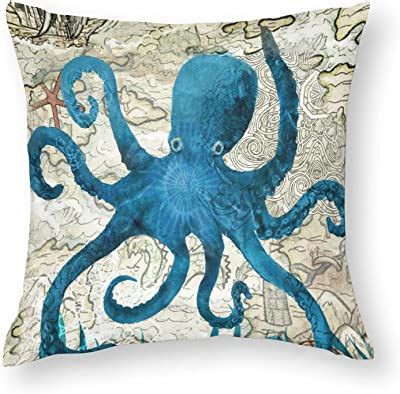 Amazon Decopow Embroidered Crab Throw Pillow Cover Square