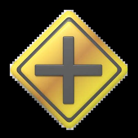 4 Way Intersection Sign 3D Icon download in PNG, OBJ or Blend format