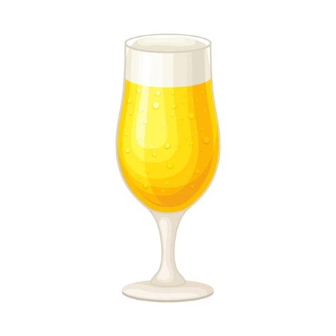 Premium Vector Full Glass Of Beer With Drops And Beer Foam Vector