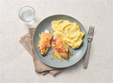 Aardappelpuree Met Witlof Ham En Kaas Recept Allerhande Albert Heijn