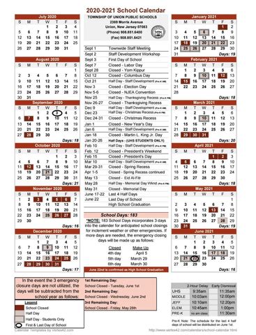 Union 2020-2021 School Calendar Released; First Day - Sept. 3 | Union ...