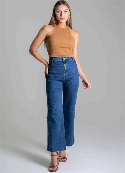 Calça Jeans Sawary Wide Leg Azul Sawary Oficial