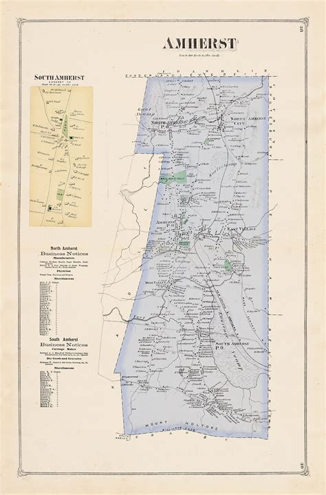 AMHERST, Massachusetts 1873 Map