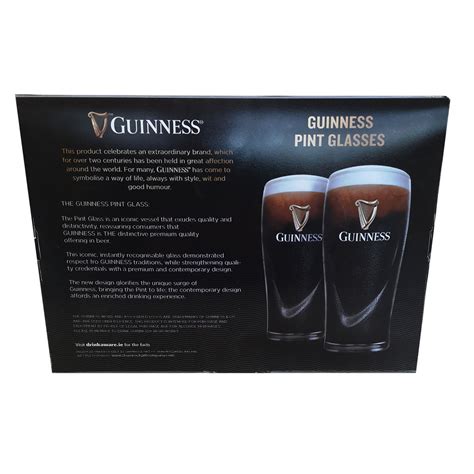 Guinness Logo 2 Pack Pint Glass Set With Embossed Harp