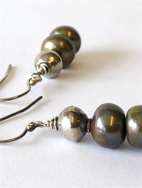 Moss Green Pearl Earrings - Simple Graces Jewelry