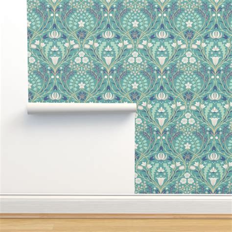 Art Nouveau Damask L Wallpaper Scale Wallpaper Spoonflower