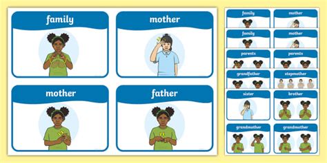 Auslan Family Word Cards (professor feito) - Twinkl