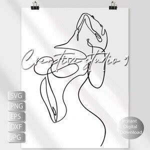 Nude Woman Line Art Minimalist Woman Svg Png Dxf Eps Modern