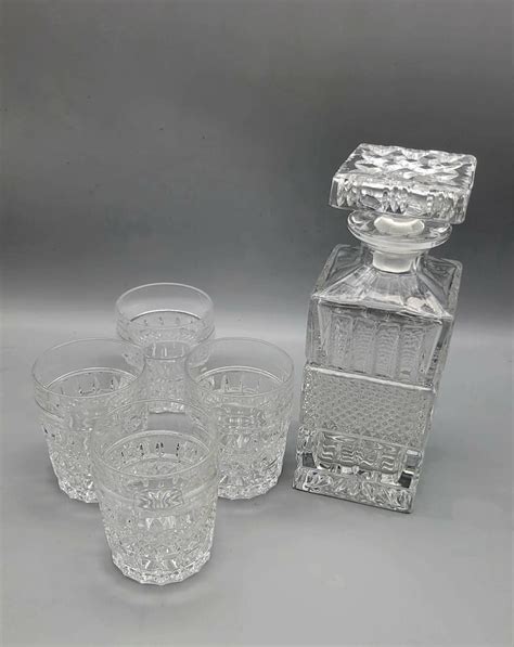 Vintage Bohemia Crystal Decanter Set Old Fashioned Glasses Vintage Barware Liquor Decanter