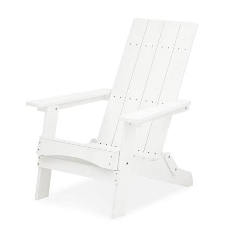 LUE BONA White Plastic Modern Folding Adirondack Outdoor Chair Patio