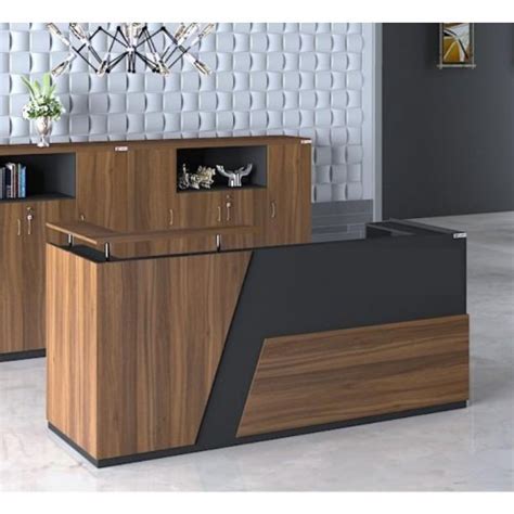 Buy Reception Table In Brown Color With Teak Wooden Finish