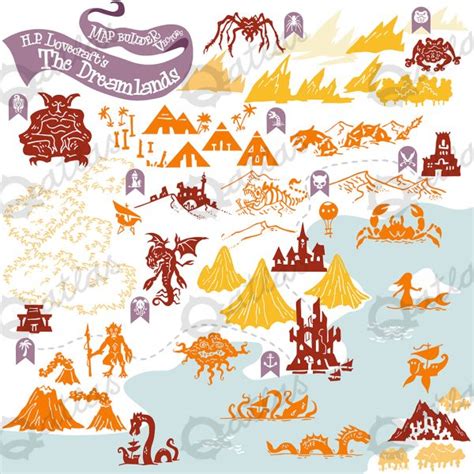 Hp Lovecraft The Dreamlands Fantasy Map Builder Simple Vector Icons 2