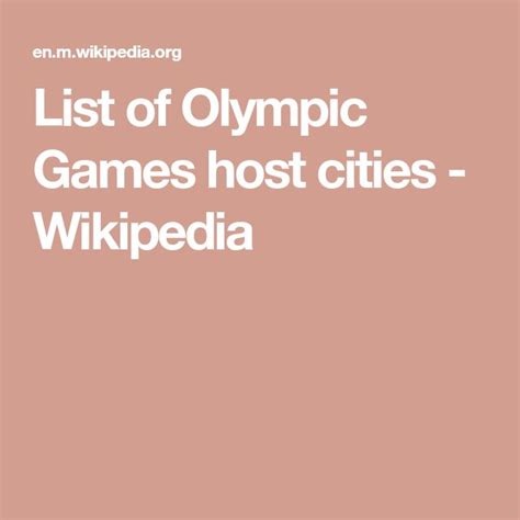 List of Olympic Games host cities - Wikipedia | Olympics, List of ...