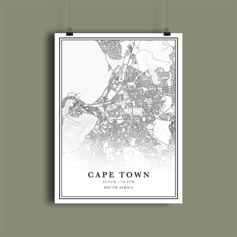 Cape Town Map Digital Cape Town Map Cape Town South Africa - Etsy Singapore