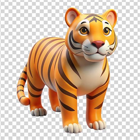 Desenho Animado 3D Tigre Em Fundo Transparente PSD Premium