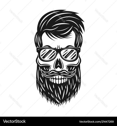 Hipster Skull With Beard And Sunglasses Royalty Free Vector