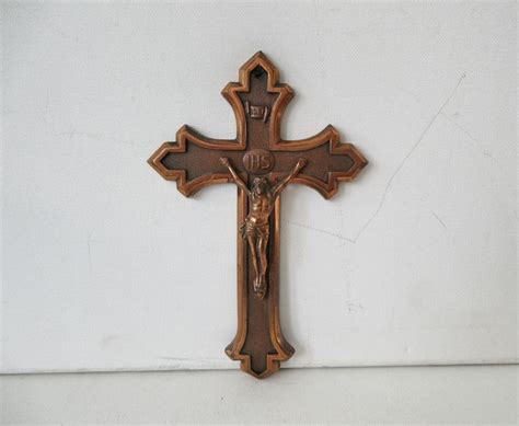 1930s Antique Crucifix Belgian Deposé J M P C Massive Jezus Cross