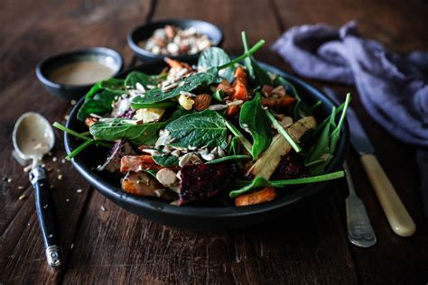 Root Vegetables With Spinach Tahini Dukkah Swoon Food