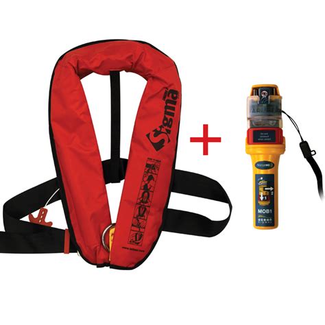 Sigma Infl Lifejacket Auto 170N ISO Adult Red W Ocean Signal MOB1 Set