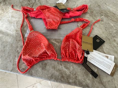 NWT 200 VIX PAULA HERMANNY ORANGE POLKA DOT WITH GOLD FINISH BIKINI SET SIZE L EBay