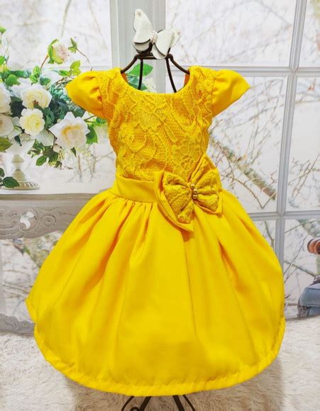 Vestido Infantil Amarelo Elo Produtos Especiais