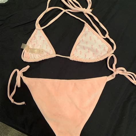 Juicy Couture Black Label Pink Velour Bikini Bathing Depop