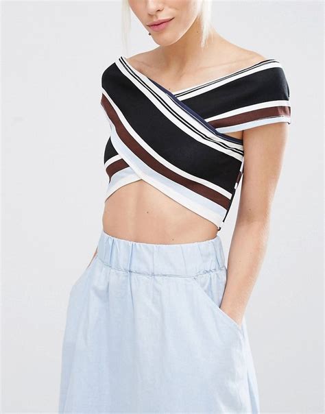 Monki Stripe Crop Top At Fashion Tops Striped Crop Top Fashion Clothes Women