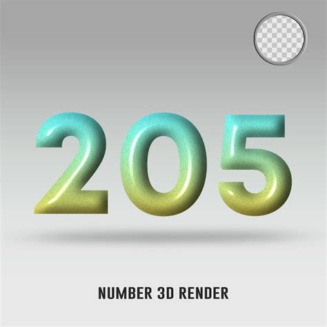 Premium PSD | 3d render number 205 yellow tosca gradient color