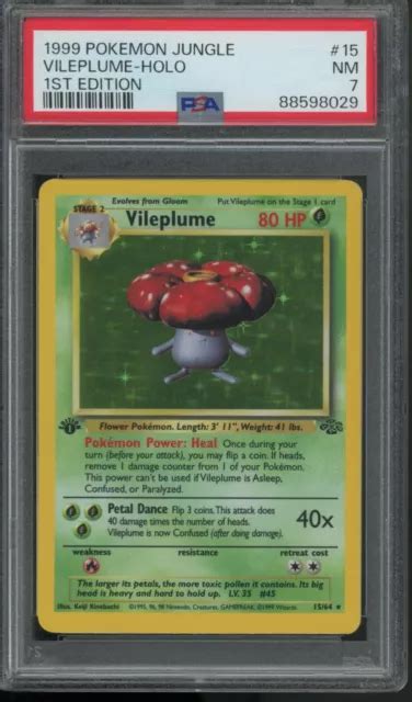 POKEMON PSA 7 Vileplume 15 64 Holo 1ère édition Jungle Set 1999 Neuf