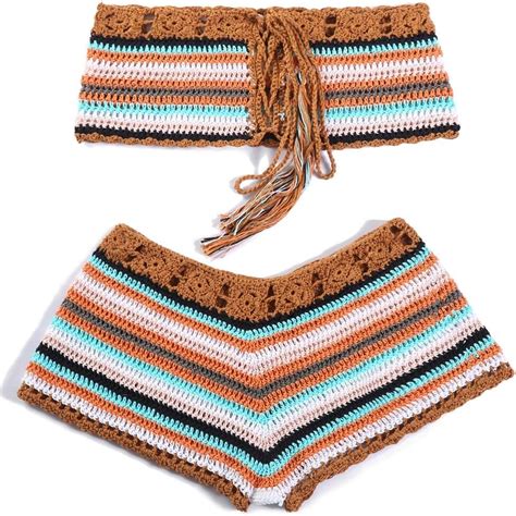 Amazon Women Crochet Bikini Set Knit Pcs Bathing Suit Swimsuit Beachwear Clothing Shoes