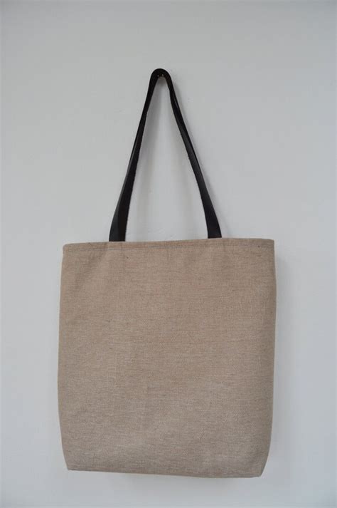 Linen Bag With Leather Handles