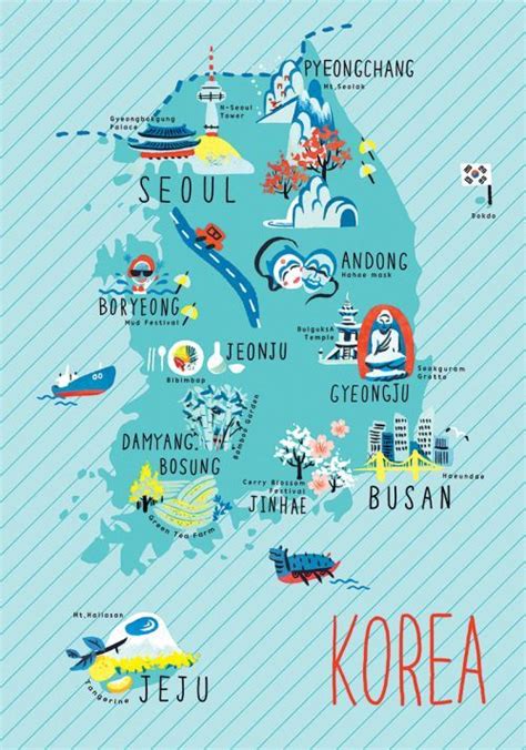 Korea Illustrated Maps Illustrated Map Learn Korea Korea Map