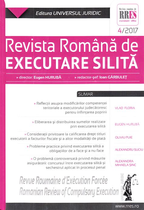 Revista Romana De Executare Silita Nr Din Pdf Autor Msbook Ro