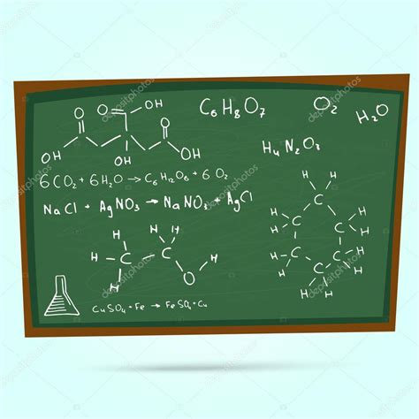 The School Blackboard And Chalk Drawn Chemical Tube And Formula Vector