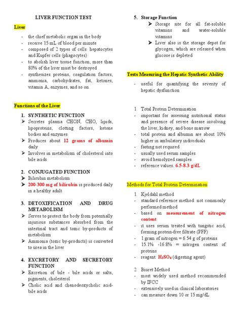 Liver Function Test | PDF | Liver | Chemistry