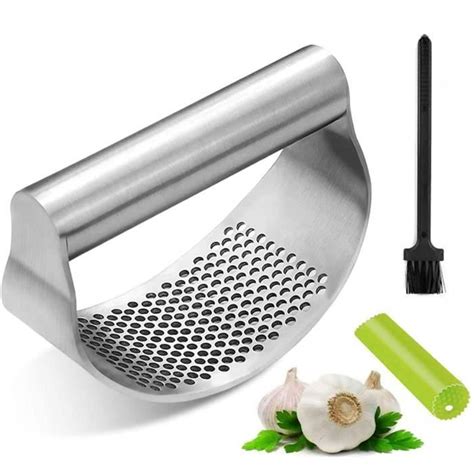 Ecrase Ail Presse Ail en Inox Manuel Garlic Press Avec Éplucheur et