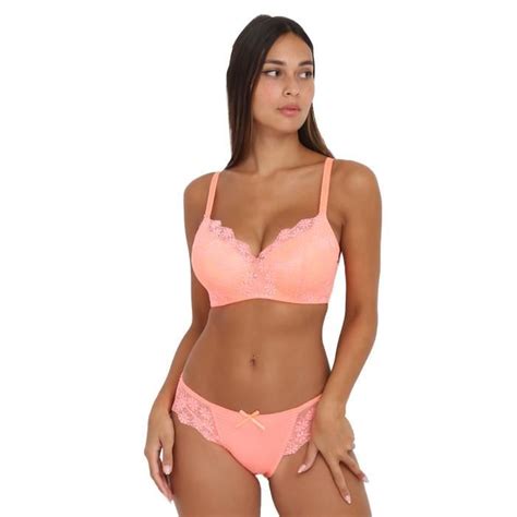 Ensemble lingerie en dentelle à bijou Corail Cdiscount Prêt à Porter