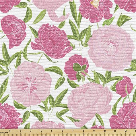 Peony Fabric By The Yard Upholstery Continuous Simplistic Romantic