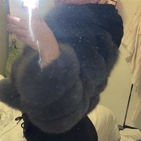 GREY FOX FUR COAT Zips up perfectly worn about 3... - Depop