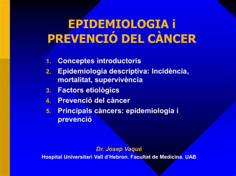 Epidemiologia I Prevenci Del C Ncer