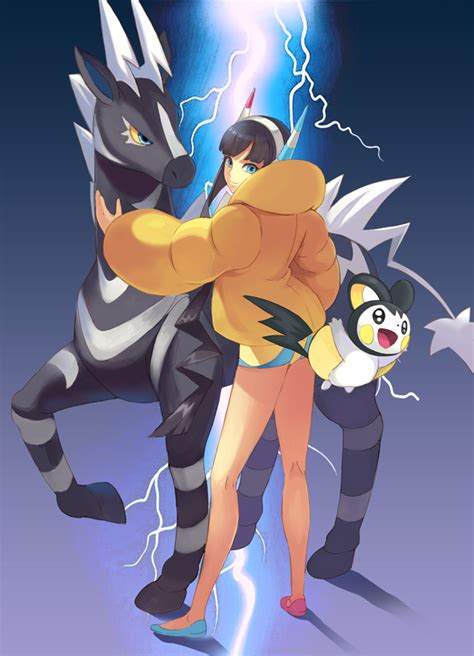 Elesa Emolga And Zebstrika Pokemon And 1 More Drawn By Amg192003