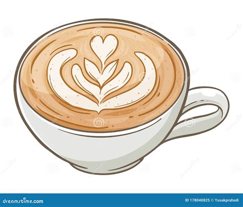 coffee latte art   cup stock vector illustration  macchiato