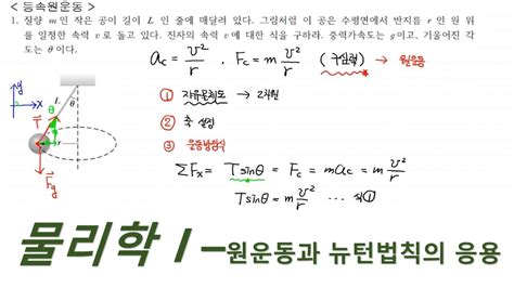 5 1 물리학 강의 원운동과 뉴턴법칙의 응용 YouTube