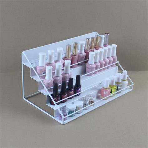 Cheap Silver Nail Polish Display Rack Wrought Iron Shelf Cosmetic