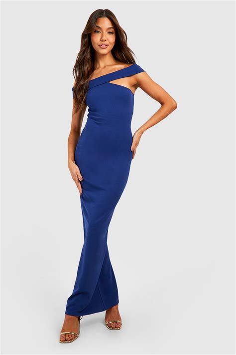 Off The Shoulder Asymmetric Maxi Dress Boohoo Uk