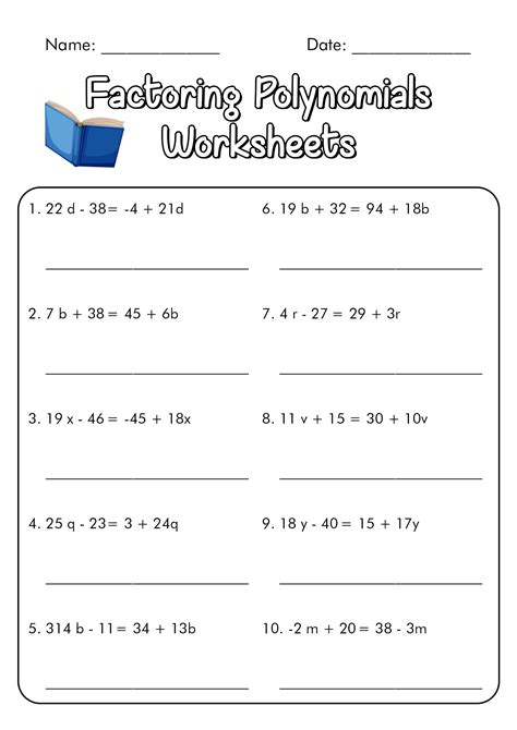 Factoring Polynomials Worksheet With Answers