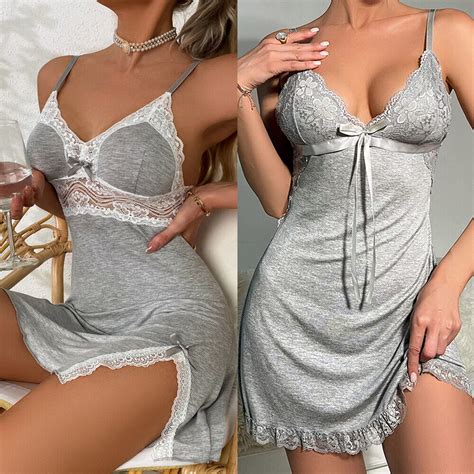 Women Sexy Lingerie Sleepwear Cotton Babydoll Night Dress Lace Nightwear Pajamas Ebay